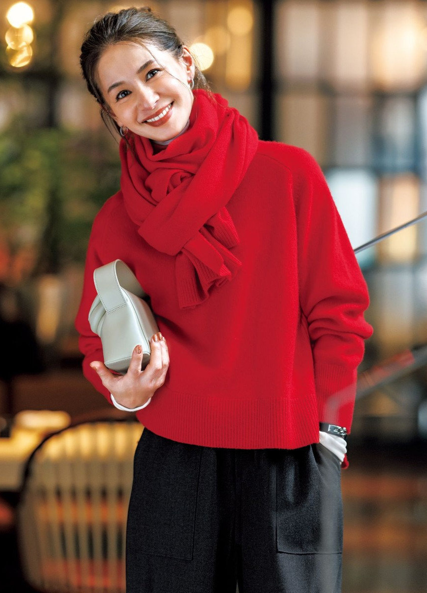 喀什米爾混紡圓領針織衫